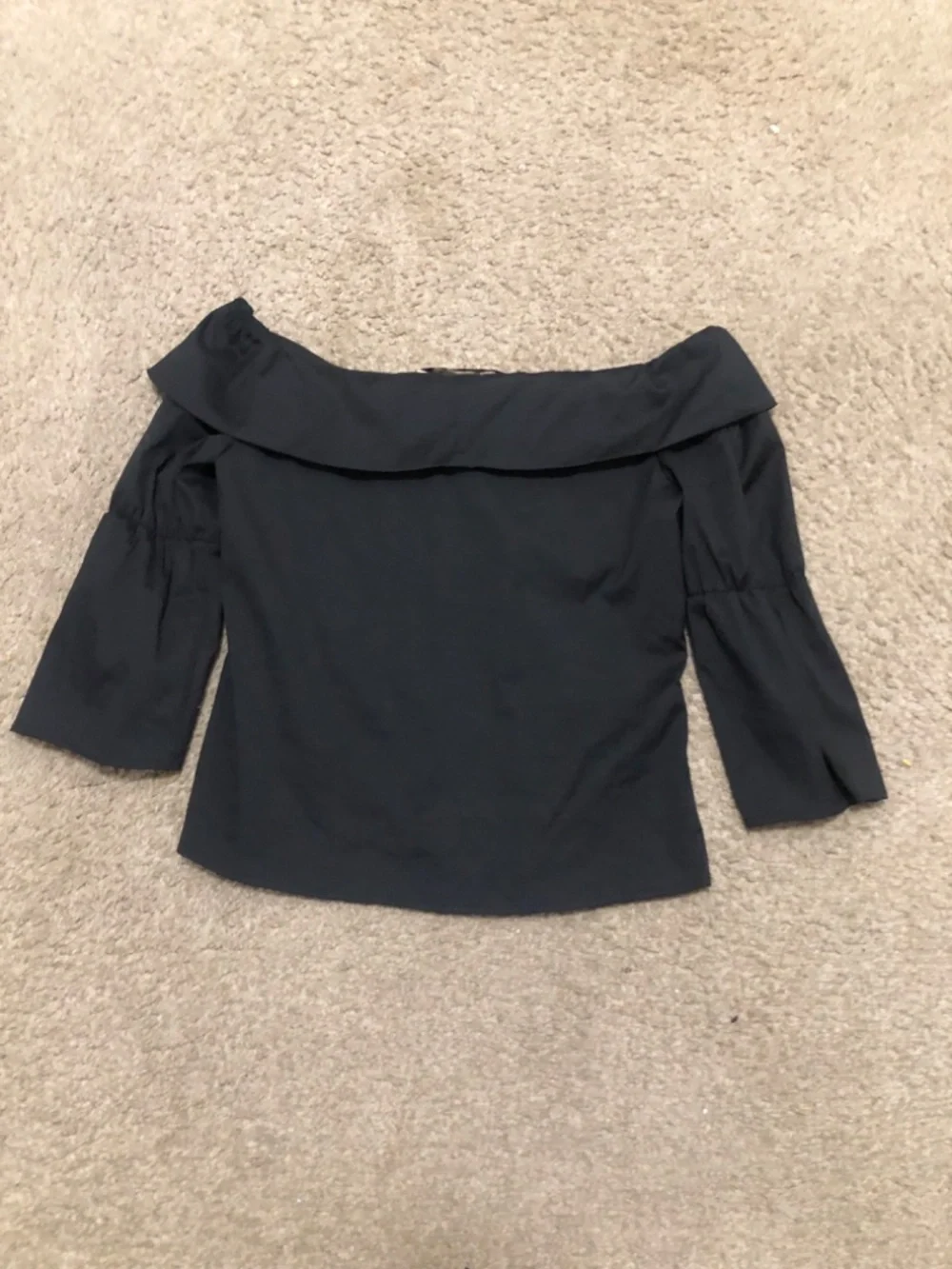 ZARA Off the Shoulder Poplin Black Blouse Size Small - Picture 5 of 5